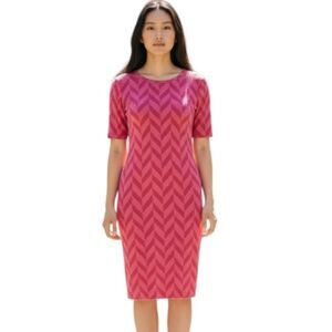 LULAROE PINK/RED CHEVERON JULIA BODYCON DRESS SZ.XXS EUC.